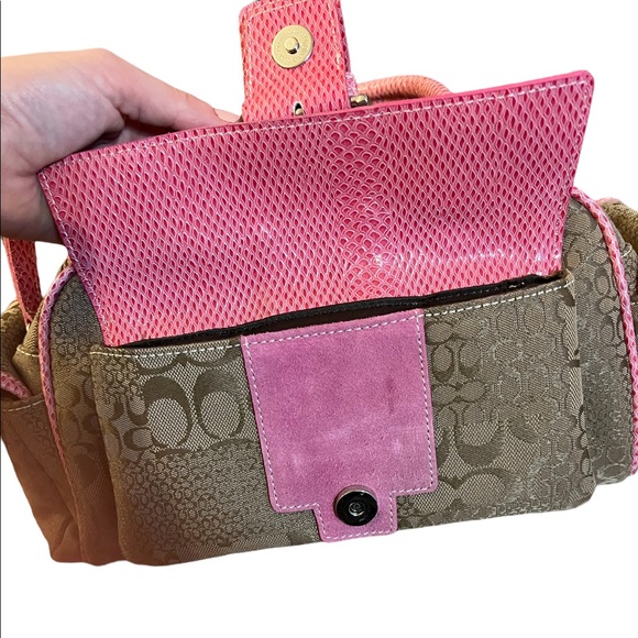 Vintage Coach Soho Buckle Carry All Satchel Pink Tan - Picture 4 of 15